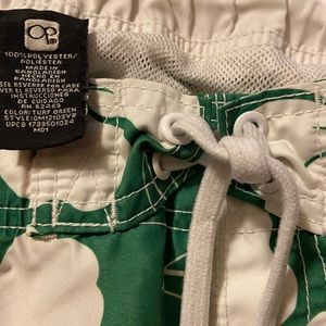 Mens OP Hawaiian Style Green and White Swim Trunks 2X